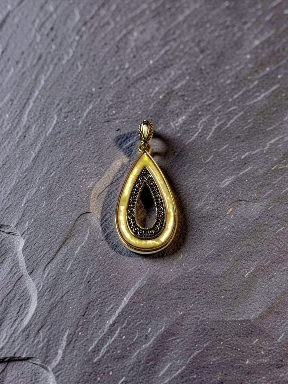 Vintage Lia Sophia Retired "Luminous" Gold Tone and Mother of Pearl Pendant.